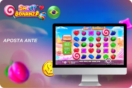 Tela do Sweet Bonanza mostrando o recurso Aposta Ante ativado