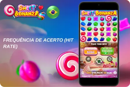 Tela do Sweet Bonanza no mobile com informações sobre frequência de acerto